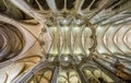 REIMS FRANCE 2018 AUG: ceiling of san remi cathedral of reims. It has conserved the relics of Saint Remi died 553, the Bishop Royalty Free Stock Photo