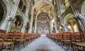 REIMS FRANCE 2018 AUG: interiors of san remi cathedral of reims . It has conserved the relics of Saint Remi died 553, the Royalty Free Stock Photo