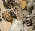 REIMS FRANCE 2018 AUG: statues of saints outside of the cathedral of reims . It is the seat of the Archdiocese of Reims, where the