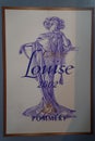 Cuvee Louise 2002 Pommery Champagne label on display at the hall of wine estate of French Champagne producer Vranken-Pommery