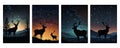 Starry Night Reindeer: Elegant Silhouette Designs and backgrounds