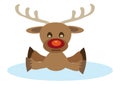 Reindeer and accident on ice, cartoon christmas card Royalty Free Stock Photo