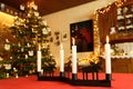 Reindeer Advent Candles in Christmas Family Room, with Christmas Tree and Christmas Illumination