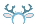 Reindeer Antlers Headband. Vector illustration. Pastel Blue and Pink colors. Accessory for Christmas Royalty Free Stock Photo