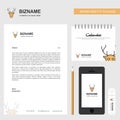 Reindeer Business Letterhead, Calendar 2019 and Mobile app design vector template Royalty Free Stock Photo