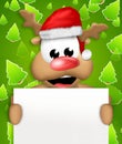 Reindeer Carton Happy with Christmas Hat blank board