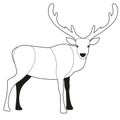 Reindeer cartoon style, with big antlers, isolated on white background Royalty Free Stock Photo