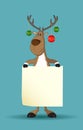 Reindeer with christmas balls holding a paper Royalty Free Stock Photo