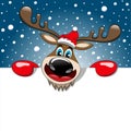 Reindeer Christmas Billboard Sign Snow Starry Sky