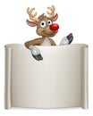 Reindeer Christmas Cartoon Sign Royalty Free Stock Photo