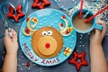 Reindeer Christmas pancakes Royalty Free Stock Photo