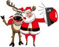 Reindeer Christmas Santa Claus Selfie Hug Isolated