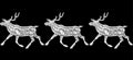 Reindeer Christmas sleigh gift delivery embroidery seamless border.Monochrome white black New Year fashion decoration
