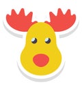 Reindeer Colored Vector Icon that can be easily modified or edit