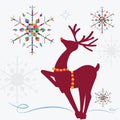 Reindeer with colorful snowflakes Royalty Free Stock Photo