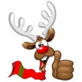 Reindeer Cool and Happy Thumb Up Cartoon Character Royalty Free Stock Photo