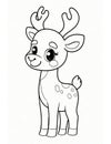 reindeer winter and christmas coloring page for kids Royalty Free Stock Photo