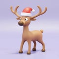 Reindeer 3d character, cartoon icon. Northern deer 3d illustration. Christmas plastic toy