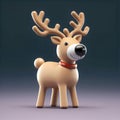 Reindeer 3d character, cartoon icon. Northern deer 3d illustration. Christmas plastic toy