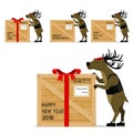 Reindeer is delivering Christmas gift on transparent background Royalty Free Stock Photo