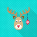 Reindeer face christmas flat icon