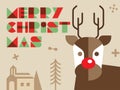 Reindeer in flat design in brown tone