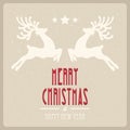 Merry christmas greetings reindeer winter background