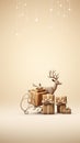 Reindeer with full gifts background. AI Generated