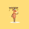 Reindeer with Garlands on the Horns. Vector