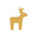 Reindeer gold icon. Christmas deer for card, poster, flyer, invitation. New Year design element. Vector illustration Royalty Free Stock Photo