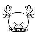 Reindeer head horns decoration merry christmas line style Royalty Free Stock Photo