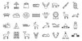 Reindeer herding icons set outline vector. Animal herd