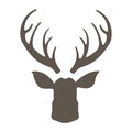 Reindeer with horns illustration. Deer hipster icon. Head deer silhouetted. Hand drawn stylized element design