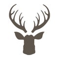 Reindeer with horns vector illustration. Deer hipster icon. Head deer silhouetted. Hand drawn stylized element design