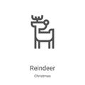 reindeer icon vector from christmas collection. Thin line reindeer outline icon vector illustration. Linear symbol for use on web