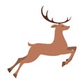 Reindeer jumping. Vector illustration in flat style