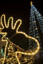 Reindeer Light and Christmas tree Lights Royalty Free Stock Photo