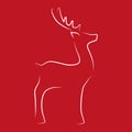 Reindeer line drawing on red background