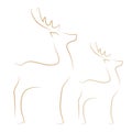Reindeer line drawing on white background