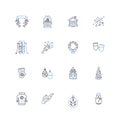 Reindeer line icons collection. Antlers, Sleigh, Hooves, Rudolph, Snow, Tundra, Caribou vector and linear illustration