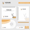 Reindeer Logo, Calendar Template, CD Cover, Diary and USB Brand Stationary Package Design Vector Template Royalty Free Stock Photo