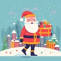 cartoon holiday red winter gift illustration christmas santa claus present. Generative AI.