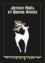 Vector illustration reindeer, French France text Joyeux Noel et Bonne AnnÃÂ©e, means Merry Christmas and Happy New Year.