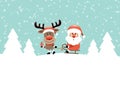 Reindeer Pulling Sleigh With Santa Snow And Forest Turquoise Royalty Free Stock Photo