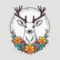 Reindeer Rainbow: A Vector Vision of Floral Majesty