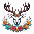 Reindeer Rainbow: A Vector Vision of Floral Majesty