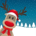 Reindeer red nose santa claus hat Royalty Free Stock Photo