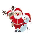 Reindeer red nose santa claus snowman