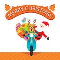 Reindeer Riding Motorcycle With Santa Claus