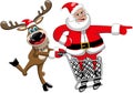 Reindeer Running Pushing Cart Santa Claus Indicating Isolated Royalty Free Stock Photo